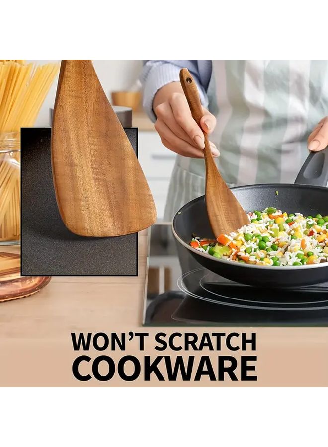 7Pcs Teak Wood Spoons Smooth Non Stick Kitchen Utensils Set - Image 4